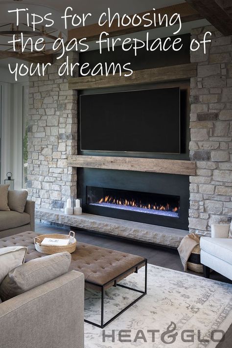 Wide Gas Fireplace, Rectangle Gas Fireplace, Raised Gas Fireplace, Adding A Gas Fireplace To Living Room, Flush Gas Fireplace Wall Ideas, Gas Fireplace Build Out, Gas Fireplace Under Tv, Gas Fireplaces Ideas Living Rooms, Gas Fireplace Tv Wall