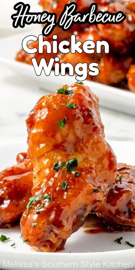 Honey Barbecue Chicken Wings, Honey Barbeque Chicken, Superbowl Treats, Honey Bbq Wings Recipe, Honey Barbecue Chicken, Honey Chicken Wings Recipe, Wings Recipe Oven, Chicken Wings Air Fryer, Sweet Chicken Wings