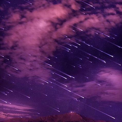 Meteor Shower Aesthetic, Astronomy Aesthetic Purple, Purple Night Sky Aesthetic, Dark Purple Night Aesthetic, Shower Aesthetic, Purple Skies Aesthetic, Stars Aesthetic Night Skies Purple, The Beginning Of Everything, Meteor Shower