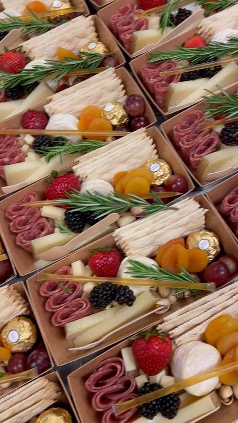 Individual Charcuterie Boxes, Individual Charcuterie, Charcuterie Boxes, Charcuterie Gifts, Party Food Buffet, Catering Ideas Food, Gourmet Cheese, Corporate Catering, Charcuterie Inspiration