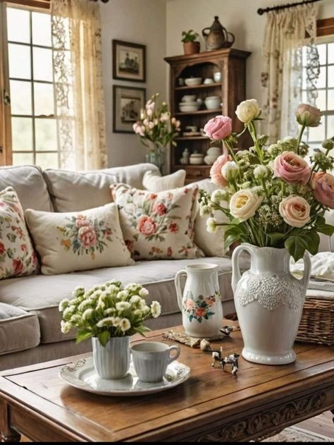 Cottage Core Living Room, Salons Cottage, Retreat Design, Cozy Farmhouse Living Room, Bedroom Sanctuary, Modern Sofa Set, Casa Country, Cottage Living Rooms, Decor Shabby Chic