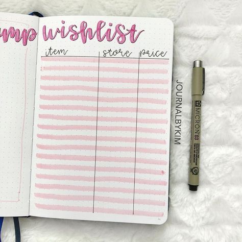 Bujo Gift List, Journal Wishlist Page, Bullet Journal Wishlist Ideas, Wishlist Journal Page, Wishlist Ideas Bullet Journal, Wishlist Bullet Journal, Wishlist Journal, Wish List Bullet Journal, Journal Wishlist