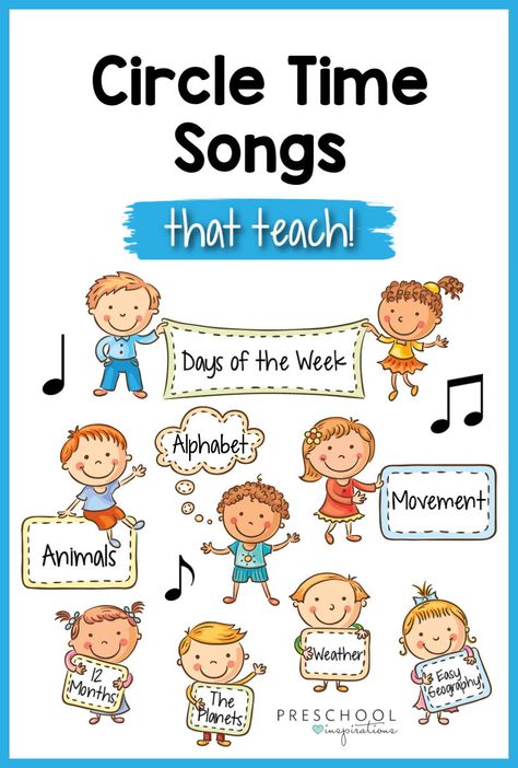 Circle Time Songs For Preschool, Preschool Songs For Circle Time, Songs For Circle Time, Songs For Preschool, Preschool Circle Time Activities, Circle Time Songs, Kindergarten Songs, Classroom Songs, Songs For Toddlers