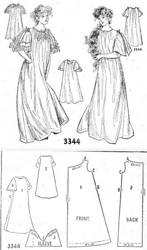 Nightgown Sewing Pattern, Historical Clothing Patterns, Vintage Sewing Books, Sew Ins, Edwardian Dress, Pattern Collection, Victorian Clothing, Sewing Book, Diy Sewing Clothes