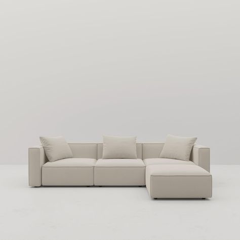 Amazon.com: Acanva Luxury Modular Sectional Living Room Sofa Set, Modern Minimalist Style Couch with Ottoman and Chaise, L-Shape, Linen-Like Cream : Home & Kitchen Modern L Couch, Minimal Couch, L Shape Sofa Living Room, Modular Sectional Living Room, Sofa Set Modern, Sofa L Shape, Simple Couch, Sofa Simple, Sectional Living Room