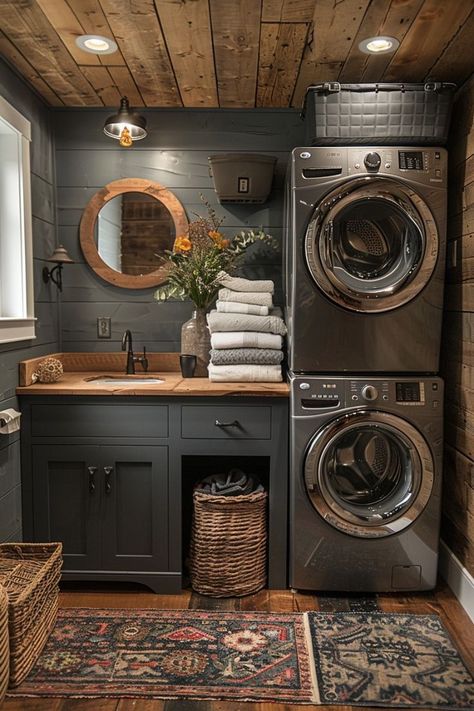 Moody Laundry Room, Basement Laundry Room, Dream Laundry Room, Basement Laundry, Interior Design Per La Casa, Laundry Room Renovation, Shabby Home, Laundry Room Remodel, Laundry Room Inspiration