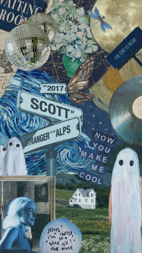 Ghost Lyrics, Skeleton House, Star Poetry, Taylor Swift Blue, Cool Jesus, Scott Street, Moon Song, Moon Blue, Collage Scrapbook