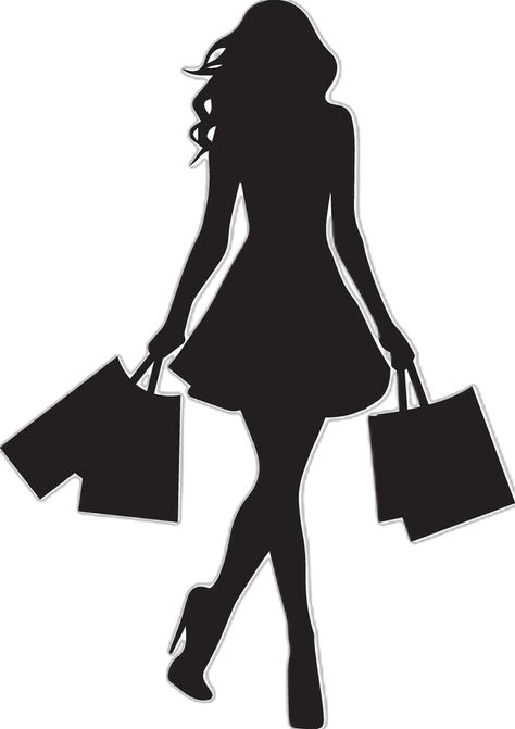 Shopping girl vector silhouette illustration, happy shopping woman Siluete Umane Femeie, Girl Vector, Vector Silhouette, Silhouette Illustration, Happy Shopping, Vector Free, Clip Art, Collage, Pins