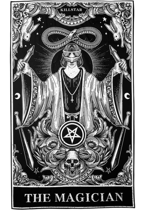 Tarot Inspiration, Tarot Cards Art Illustration, Magician Tarot, Skeleton Artwork, The Magician Tarot, Tarot Tattoo, Tarot Major Arcana, Monochrome Prints, Tarot Cards Art