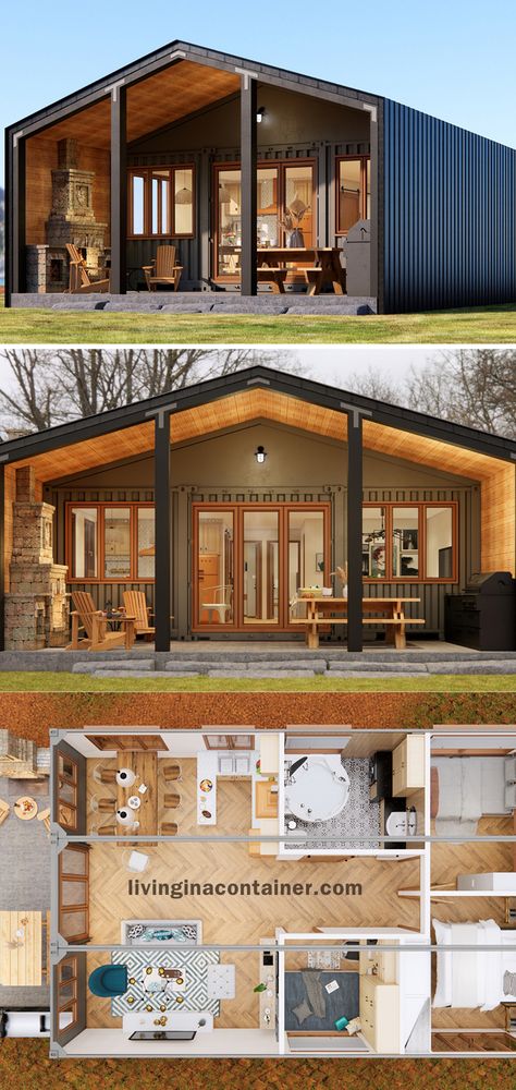 Container House Design One Floor, 2 Bed Shipping Container Floor Plan, Container House Design 5 Bedroom, Interior Container Home, Container Home 3 Bedroom, Container Home Layout Floor Plans, Container Small House Design, Container House Design 2 Bedroom, Three Container House