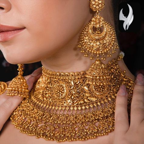 South Indian Wedding Jewelry, Temple Necklace, Indian Choker, Indian Choker Necklace, Bridal Necklace Designs, Gold Jewels Design, Neck Pieces Jewelry, Antique Necklaces Design, New Gold Jewellery Designs