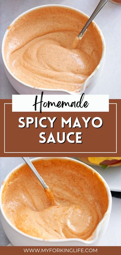 Elevate your dishes with our Fiery Homemade Spicy Mayo. This creamy and tangy condiment carries a kick of heat that adds a bold and exciting flavor to your meals. Spicy Burger Sauce, Spicy Mayo Sauce, Easy Tartar Sauce, Spicy Mayo Recipe, Homemade Mayo Recipe, Spicy Burger, Mayo Sauce, Spicy Tacos, Homemade Mayo