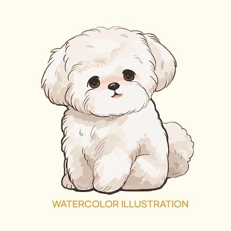 Cute Shih Tzu Drawing, Cute Dog Drawing Sketches, Shipoo Puppies, Shih Tzu Drawing, Drawing Puppy, Cute Dog Clipart, Drawing Of A Dog, Digital Art Tutorial Beginner, Dog Watercolor Painting