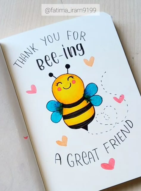 Cute Card For Friendship, Birthday Cards For Best Friends Quotes, Cute Thank You Drawing, Diary Gift Ideas, Card For Best Friend Aesthetic, Bestie Card Ideas Aesthetic, Diy Card For Bestie, Farewell Card For Friend, Diary Ideas Creative For Best Friend