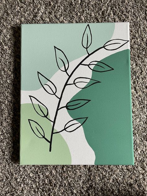 8×10 Canvas Painting Ideas, Canvas Drawing Ideas Wall Decor, Minimalistic Line Art, Diy Canvas Art Easy, Cute Easy Paintings, Line Art Abstract, Lamps Ideas, Boho Painting, Leaf Painting