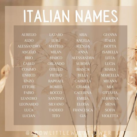 Michelle Casey ~ Name Consultant 🌻 (@growlittlewildflower) • Instagram photos and videos Italian Names Boy, Italian Girl Names, Italian Names, Japanese Names And Meanings, Italian Baby Names, Sweet Baby Names, Writing Inspiration Tips, Best Character Names, Uncommon Words