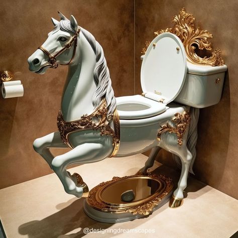 Unique Toilets, Weird Toilets, Funny House Decor, Unusual Toilets, Horse Bed, Horse Room Decor, Unique Horses, Funny Furniture, Weird Furniture