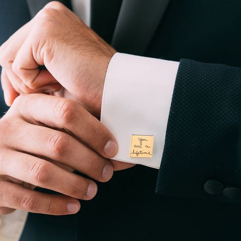 Engraved cufflinks are already a standout gift, but imagine adding your own handwriting to them! That's next-level gifting right there! Show off your thoughtfulness by presenting your loved one with a pair of one-of-a-kind cufflinks.⁠ ⁠ Here's how it works: Simply jot down your message in your own handwriting, snap a picture, send it to us, and we'll custom engrave your cufflinks. It's that easy, thoughtful, and oh-so-unique! 🎁💖 Engraved Cufflinks, Your Message, Send It, Show Off, Custom Engraving, Handwriting, Next Level, Cufflinks, It Works