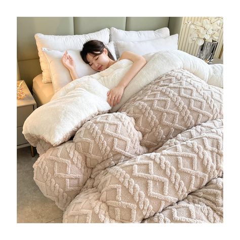 PRICES MAY VARY. ❄️【Soft Warm Thicken Shearling Blanket】A good night's sleep is an important part of your health - we can help you! These high-quality duvets are made of natural fibers. It can breathe and provide stable temperature for sleep. ❄️【Cold winter brings you endless warmth】Scientific sewing design increases comfort and elegance, and the filler will not shift or lump. Zero leakage or tear problems. There are side rings and corner rings/snap rings for you to hold the quilt cover in place Weighted Comforter, Media Furniture, Fall Bedroom, Quilt Comforter, Winter Blankets, Quilted Duvet, Warm Blanket, Bed Sets, Outdoor Dining Furniture