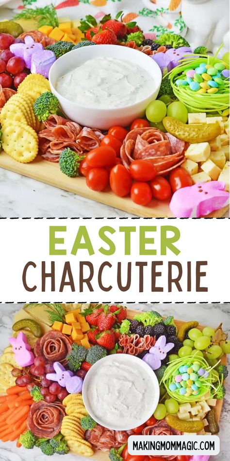 Hop into the festive spirit with our Easter Charcuterie Board! A symphony of flavors and colors awaits, featuring an array of delightful cheeses, pastel-hued candies, seasonal fruits, and crackers. Adorned with adorable Easter-themed treats, this charcuterie masterpiece is a feast for both the eyes and the palate. Perfect for entertaining or a family gathering, it's a delightful way to celebrate the season. Create a memorable spread that's as charming as it is delicious! Easter Apps, Easter Charcuterie Board, Easter Themed Treats, Easter Charcuterie, Easy Easter Brunch, Easter Fruit, Easter Food Appetizers, Themed Treats, Easter Snacks