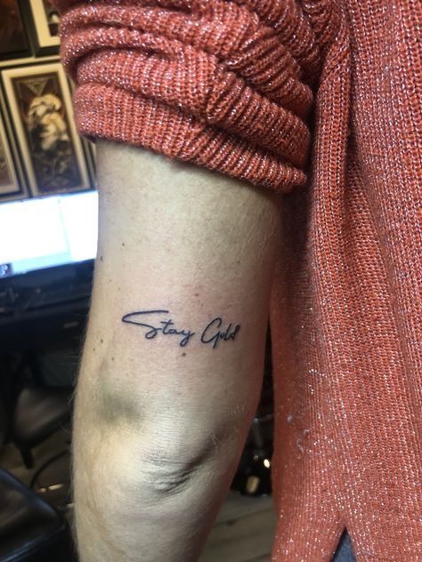 Stay Golden Tattoo, Stay Gold Tattoo, Sunset Tattoos, Gold Tattoo, Nail Tattoo, Stay Gold, Trendy Tattoos, Chest Tattoo, Tattoo Fonts