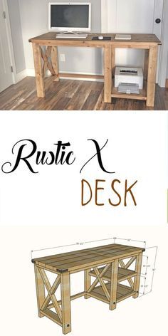 Diy Wood Desk, Diy Desk Plans, Farmhouse Desk, Woodworking Furniture Plans, Easy Wood Projects, Free Woodworking Plans, Woodworking Plans Diy, Wood Furniture Diy, Free Plans