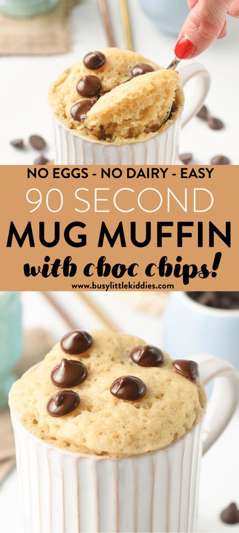 Chocolate Chip Muffin In A Cup Microwave, Easy Muffin In A Mug Recipe, Mug Chocolate Chip Cookie No Egg, Vegan Mug Muffin, Healthy One Cup Dessert, Mug Muffins Microwave, Chocolate Chip Mug Cake Healthy, Easy Mug Chocolate Chip Cookie, Chocolate Mug Muffin