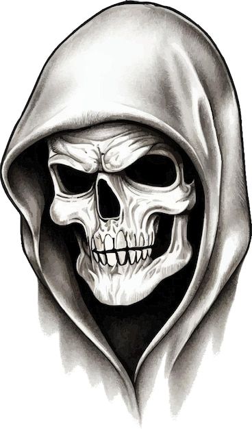 Vector tattoo design | Premium Vector #Freepik #vector #art #black-white #logo #tattoo Cool Pics To Draw, Tattoo Design Drawings Skull, Skull Art Tattoo Design, Tattoos Stencils For Men, Creepy Skull Drawing, Words Drawings Art, Prison Tattoos Ideas Easy, Easy Grim Reaper Tattoo, Drawing Pics