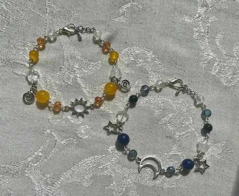 ⟡ match with your forever person with sun and moon bracelets! will fit most wrists up to 7 inches.  ⟡ if you are looking for a different size, please message me and we can work something out! ⟡ currently only shipping to the some countries. shipping is calculated based on your location.  ⟡ all products are handmade, so please treat with care! do not leave in direct sunlight to prevent fading of beads. do not let come in contact with harsh chemicals. the bracelet is stretchy, but don't stretch it more than you need to! treat with care ⟡ please note: because of technical reasons, colors might appear slightly different on your screen. beads may vary slightly due to availability. ⟡ please contact me with any questions, concerns, or requests. Cute Relationship Bracelets, Bracelet Not, Matching Bracelets Sun And Moon, Matching Homemade Bracelets, Cute Matching Couples Bracelets, Sun And Moon Bracelet Couple, Sun And Moon Matching, Moon Beaded Bracelet, Aesthetic Friendship Bracelets Beads