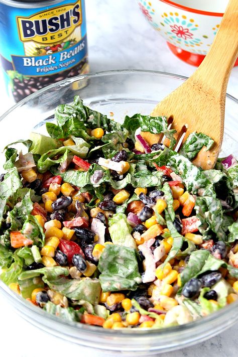 Black Bean Taco Salad Recipe, Black Bean Taco Salad, Bean Taco Salad, Taco Salad Recipe, Black Bean Tacos, Taco Salad Recipes, Bean Tacos, Salad Pasta, Buffalo Cauliflower