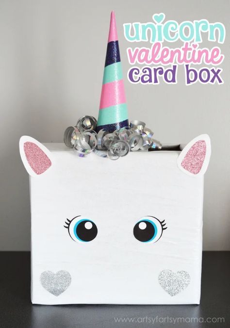 Valentine Box Unicorn, Unique Valentine Box Ideas, Homemade Valentine Boxes, Girls Valentines Boxes, Valentine Boxes For School, Diy Valentines Box, Kids Valentine Boxes, Valentine Card Box, Valentine Mailbox