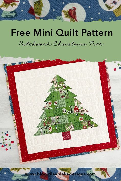 Patchwork Christmas Tree Wall Hanging or mini quilt - free pattern. How To Make A Quilted Wall Hanging, Small Quilt Wall Hangings, Christmas Tree Quilt Pattern Free, Free Quilt Wall Hanging Patterns, Quilted Wall Hangings Patterns Simple, Christmas Tree Quilt Blocks Free Pattern, Quilted Christmas Wall Hangings, Mini Christmas Quilts, Christmas Wall Quilt Patterns