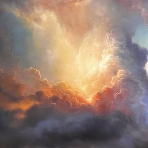 Ksenya Verse | What can be more pleasant than glowing cloud? 👀 Just painted this painting, now available on my website along with some more minis under… | Instagram Cloud Painting Acrylic, Cloud Canvas Art, Oil Painting Videos, Summer Nature Photography, Outside My Window, Oil Painting Nature, Cloud Canvas, Abstract Cloud, Baroque Art