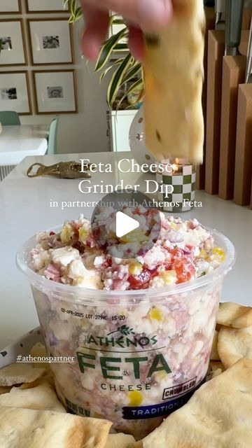 MacKenzie Smith on Instagram: "Y’all this feta cheese grinder dip is giving me so much life right now! #AthenosPartner It’s packed full of tangy @athenosfeta crumbles, chopped salami, banana peppers, roasted red peppers red onions and lots of delicious Italian vinaigrette. I love how simple it is - you literally just dump everything into a bowl, toss it, then put it back in the Athenos container for ultimate convenience. IT HAS SO MUCH FLAVOR!!! Serve with crackers or crusty bread and get ready because you can’t lose with this baby!! #foodneedsfeta #athenosfeta  ⭐️Comment “Feta Freak” to get the full recipe sent straight to your inbox!  ⭐️INGREDIENTS  1 12 oz container Athenos Feta Crumbles 1/2 cup banana peppers, finely chopped 1/2 cup red onions, finely chopped 1/2 cup roasted red pepper Feta Cheese Grinder Dip, Feta Grinder Dip, Italian Feta Dip, Grinder Dip, Recipes With Feta Cheese, Greek Dips, Appertiser Ideas, Feta Crumbles, Football Tailgate Food