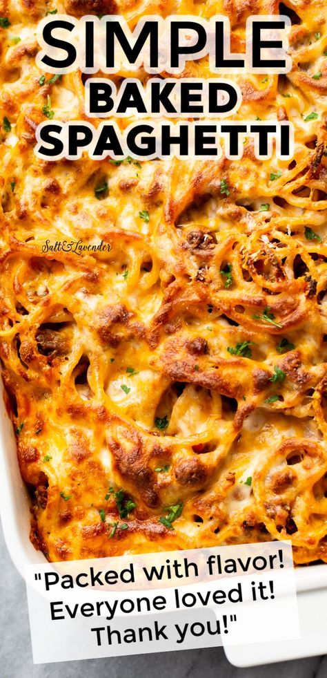 Easy Baked Spaghetti Recipe, Easy Baked Spaghetti, Spaghetti Recipes Easy, Baked Spaghetti Recipe, Meal Train Recipes, Beef Casserole Recipes, Pasta Dinners, Pasta Dinner Recipes, Baked Spaghetti