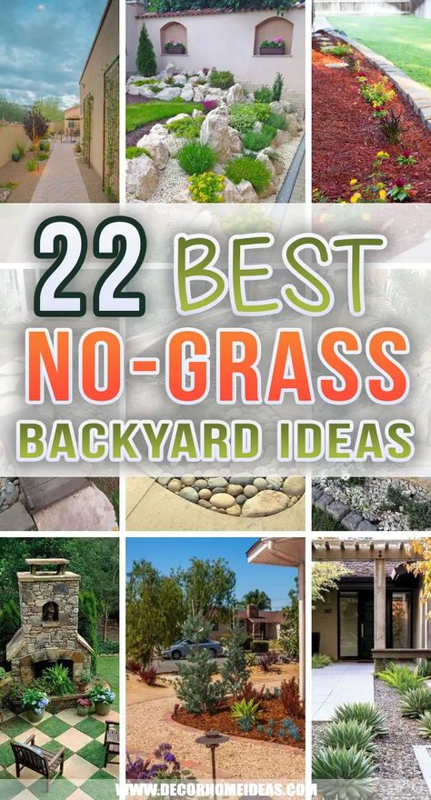 Best No Grass Backyard Ideas. These cheap no-grass backyard ideas are just what you need if you're after an affordable makeover that requires minimal upkeep. #decorhomeideas No Lawn Backyard Landscaping, No Plants Landscaping Ideas, Low Maintenance Backyard Landscaping On A Budget, Low Maintenance Patio Ideas, No Lawn Garden Ideas, Small Garden Ideas Low Maintenance Backyard Designs, Non Grass Yard Ideas, Yards With No Grass Ideas, Low Cost Landscaping Ideas