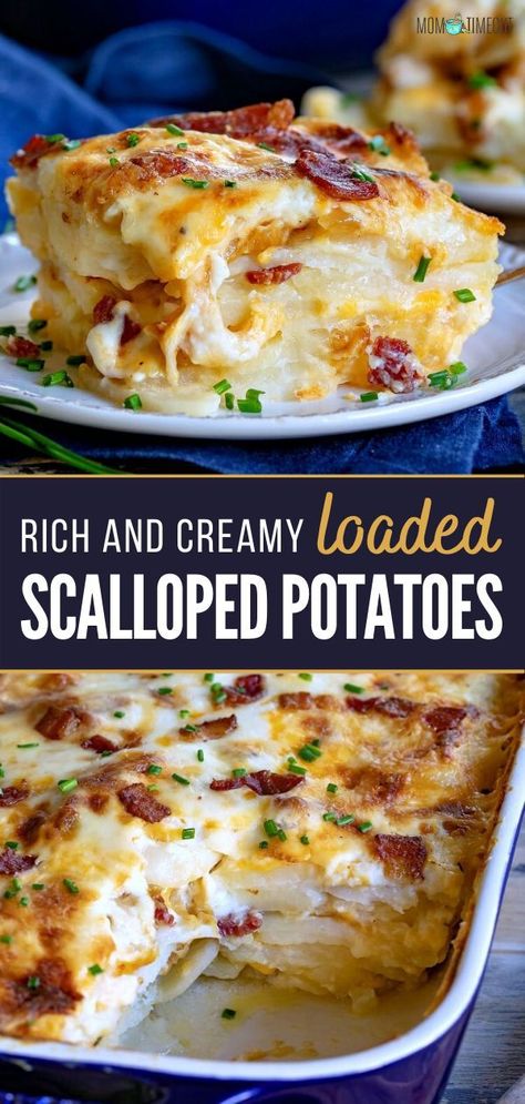 Loaded Scalloped Potatoes, Scalloped Potato Recipes, Potato Recipes Side Dishes, Potato Sides, Potato Side Dishes, Scalloped Potatoes, Potato Casserole, Potato Dishes, Side Recipes