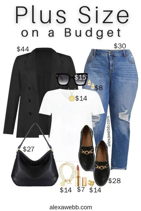 Plus Size on a Budget – Black Blazer Outfit - Alexa Webb Scandinavian Capsule Wardrobe, Plus Size On A Budget, Plus Size Outfits For Summer, Capsule Wardrobe 2022, Black Blazer Outfit, Alexa Webb, Plus Size Fashionista, Plus Size Fall Outfit, Plus Size Blazer