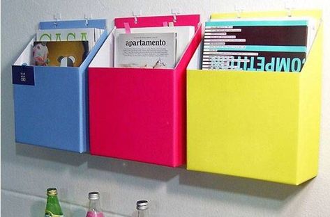 home/office storage box,  hanging on wall, paper DIY opp for magazine book  freeshipping wholesale $28.00 Wall Paper Diy, Diy Magazine Holder, Diy Storage Boxes, Diy Office, Diy Magazine, Paper Diy, Home Office Storage, Diy Wallpaper, Magazine Holders