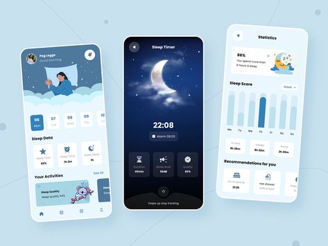 Sleep Tracking App, Sleep Character, Typography Reference, Website Moodboard, Sleep App, Ux Design Course, Wellness Apps, Filters App, Time Images