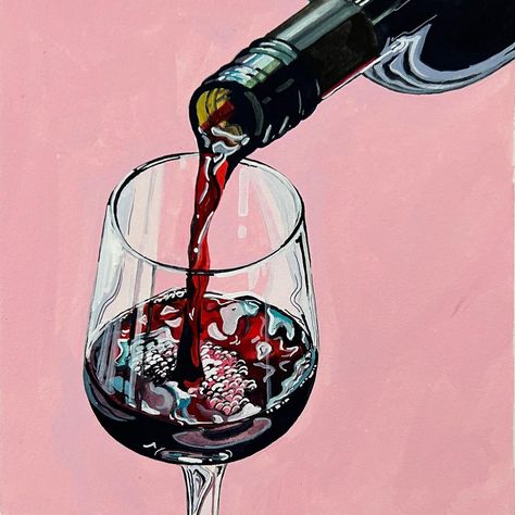 Red Wine Painting, Wine Painting Ideas, Wine Still Life, Alcohol Painting, Apartment Painting, Wine Images, Glass Of Red Wine, Cocktail Illustration, Iphone Wallpaper Lights