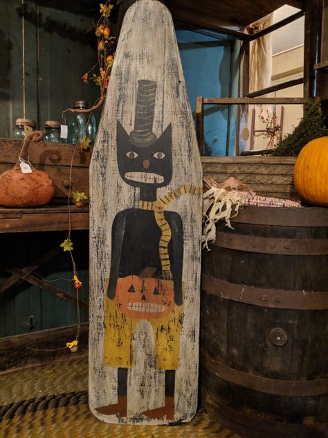 Painted Ironing Boards, Hinton Primitives, Painted Ironing Board, Halloween Primitives, Indian Tent, Prim Halloween, Primitive Scarecrows, Pumpkin Painted, Primitive Halloween Decor