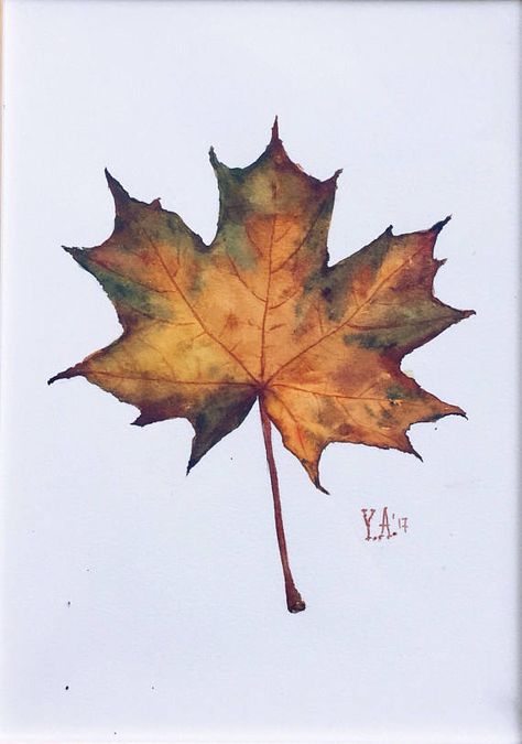 Watercolor maple leaf painting 29,7x21 cm Maple Leaf Painting, Watercolor Thanksgiving, Buddha Wall Art, Leaf Painting, Fall Wall Decor, Buddha Painting, Painting Subjects, Painting Media, Fall Art