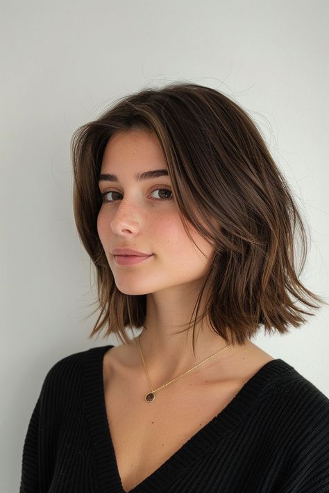 Tap to uncover glamorous medium-length hairstyles and haircuts that exude luxury and sophistication in every strand. Haircut Medium Length Straight Hair, French Lob With Curtain Bangs, Collarbone Length Bob Haircut, Short Hair Cute Haircuts, Michelle Dockery Hair Short, One Length Short Haircut, Short Hair Styles For Diamond Face, Short Hair Women Oval Face, Hair Cuts Short Ideas