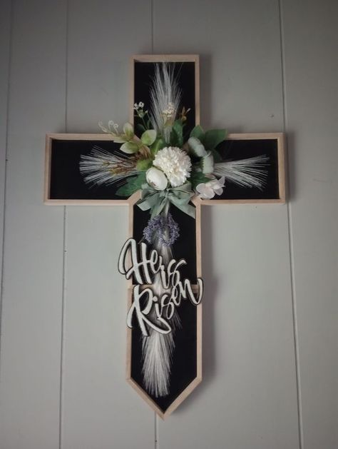 Dollar Tree Fanatics Crafts & Decor | My take on the DT cross | Facebook Dollar Tree Cross Crafts Diy, Diy Crosses Ideas Crafts, Dollar Tree Cross, Diy Dollar Tree Cross Wreath, Cross Wreath Ideas, Cross Decor, Jenga Block Crafts Diy Dollar Tree Cross, Cross Crafts Diy, Diy Cross Decor