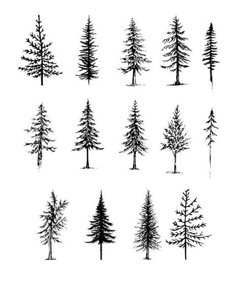 Pine Tree Tattoo Drawing, Pin Tree Tattoo, Matching Pine Tree Tattoos, Two Pine Trees Tattoo, Cactus Pine Tree Tattoo, Neck Tree Tattoo, Small Pine Tree Tattoo Simple, Trees Around Wrist Tattoo, Tree Tattoo Simple Minimalist