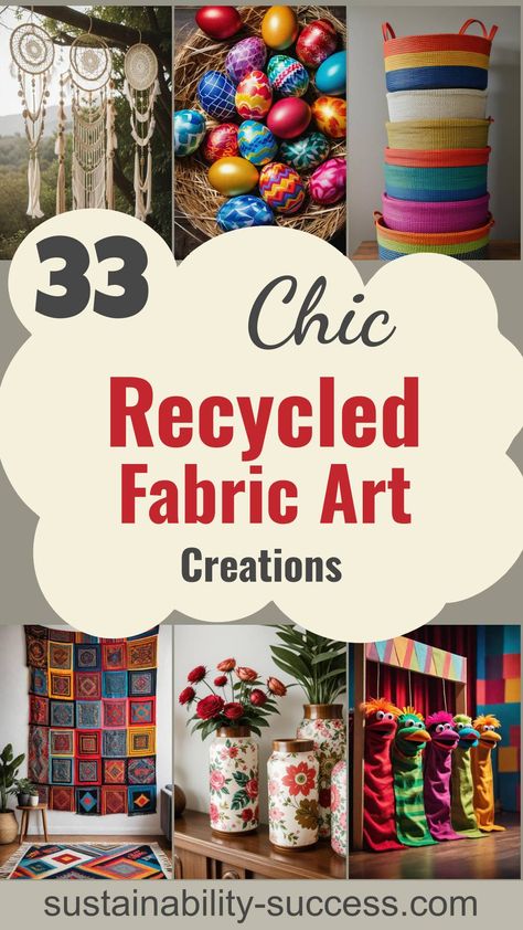 33 Stunning Art Pieces Made From Recycled Fabrics Recycling Materials Crafts, Material Scraps Ideas, Fabric Reuse Ideas, Wearable Fabric Art, Upcycling Fabric Ideas, Repurposed Fabric Projects, Recycled Textiles Projects, Sustainable Craft Ideas, Upcycle Art Projects