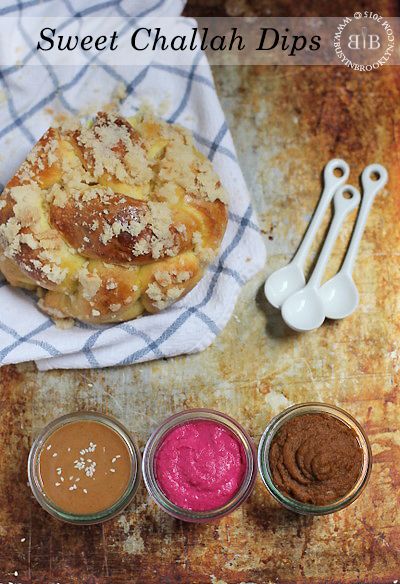 Trio of Sweet Challah Dips – Busy in Brooklyn Challah Dips, Passover Menu, Challah Recipe, Tahini Dip, Jewish Foods, Kosher Kitchen, Mediterranean Foods, Jewish Holiday Recipes, Sticky Date Pudding