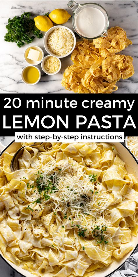 Pasta To Make At Home, Lemon Parpadelle Pasta, Dinners With Heavy Cream, Simple And Cheap Dinner Recipes, Lemon Basil Pasta Sauce, One Pot Bowtie Pasta, Lemon Pappardelle Recipes, Lemon Pepper Pasta Sauce, Sauce For Spaghetti Noodles