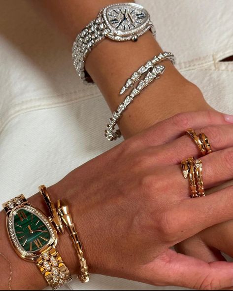 Follow Kelsie for more 🩷 Lady Rolex Watch, Designer Jewelry High End, Luxury Gold Jewelry, Bvlgari Jewelry, Expensive Jewelry Luxury, Luxe Jewelry, Dope Jewelry, Jewelry Fashion Trends, Classy Jewelry